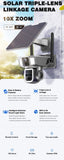 CRONY Y7A 4G-WiFi-4K-8MP(10X) Solar Triple-lens Linkage Camera CCTV 9W Solar Panel