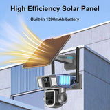 CRONY Y7A 4G-WiFi-4K-8MP(10X) Solar Triple-lens Linkage Camera CCTV 9W Solar Panel