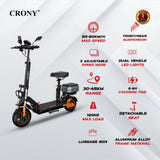 CRONY M5 Pro High-Speed Electric Scooter 10-Inch Wide Tires Mobile Phone Holder Bluetooth Speaker, Rear Luggage Box Rearview Mirrors Dual LED Headlamps IPX4 Waterproof App Connectivity