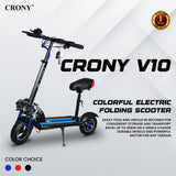 CRONY V10 Fast Speed E-scooter1200w 10inch 48V Battery Top Speed Range 20-40Km Triple LED Headlamps Base  LED Lights 10 Inch Tyres