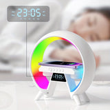 CRONY New G table lamp BT speaker with clock & wireless charge  Atmosphere Lamp Speaker, Dimmable Night Light Lamp Alarm Clock With Music Sync