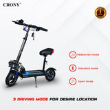 CRONY V10 Fast Speed E-scooter1200w 10inch 48V Battery Top Speed Range 20-40Km Triple LED Headlamps Base  LED Lights 10 Inch Tyres