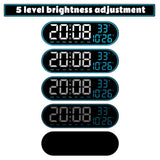 CRPONY 8021 White+Blue Electronic Clock Display 5 Adjustable Brightness Wall Clock For Home Farmhouse Office