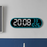 CRPONY 8021 White+Blue Electronic Clock Display 5 Adjustable Brightness Wall Clock For Home Farmhouse Office