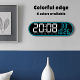 CRPONY 8021 White+Blue Electronic Clock Display 5 Adjustable Brightness Wall Clock For Home Farmhouse Office