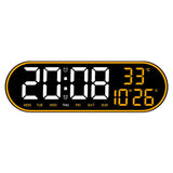 CRPONY 8021 White+Blue Electronic Clock Display 5 Adjustable Brightness Wall Clock For Home Farmhouse Office