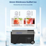 CRONY B35IM Ice Maker refrigerator with wheels Lever 38L Portable Ice Maker &amp Freezer Home &amp Car Use -20°C 7 Bullet Ice LED Control Wheels