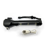H04-T01 Solar Powered Tactical Flashlight Multi Function Outdoor Car LED Flashlight Ultra Bright Torch Light, with Safety Hammer