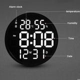 CRONY 6620 Wall clock 12 Inch LED Large Number Digital Wall Clock Temperature And Humidity Electronic Clock Modern Design Decoration Home Office clock 6620 - Edragonmall.com