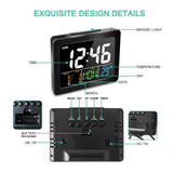 CRONY  GH-2000 Color Electronic Clock Bedside Large Screen LED Alarm Clock with Date, Temperature | Black