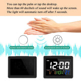 CRONY  GH-2000 Color Electronic Clock Bedside Large Screen LED Alarm Clock with Date, Temperature | Black