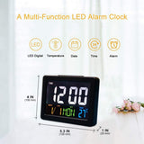 CRONY  GH-2000 Color Electronic Clock Bedside Large Screen LED Alarm Clock with Date, Temperature | White