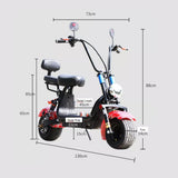 CRONY Small Harley two seat big tires with BT 1000w 60KM/H high power two wheels adult electric scooter motorcycle | BLACK - Edragonmall.com