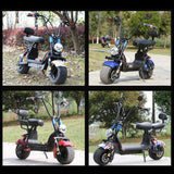 CRONY Small Harley two seat big tires with BT 1000w 60KM/H high power two wheels adult electric scooter motorcycle | BLACK - Edragonmall.com