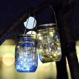 CRONY Solar Mosaic Hanging Light 20 Leds Waterproof Outdoor Copper Wire String Solar Garden Mason Jar Light glass bottle colored light - Edragonmall.com
