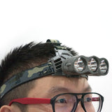 CRONY Strong light high power LED rechargeable 3 head light source headlight bulb outdoor - Edragonmall.com