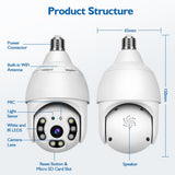 CRONY Y28-1080P light bulb IP Camera Smart wireless WIFI panoramic camera home HD night vision 2 million security monitoring - Edragonmall.com