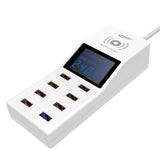 CRONY YC-CDA6W socket 8USB Wireless charging With Display QC3.0 Smart Wireless Fast Charger for iPhone X S9 Mi6 - Edragonmall.com